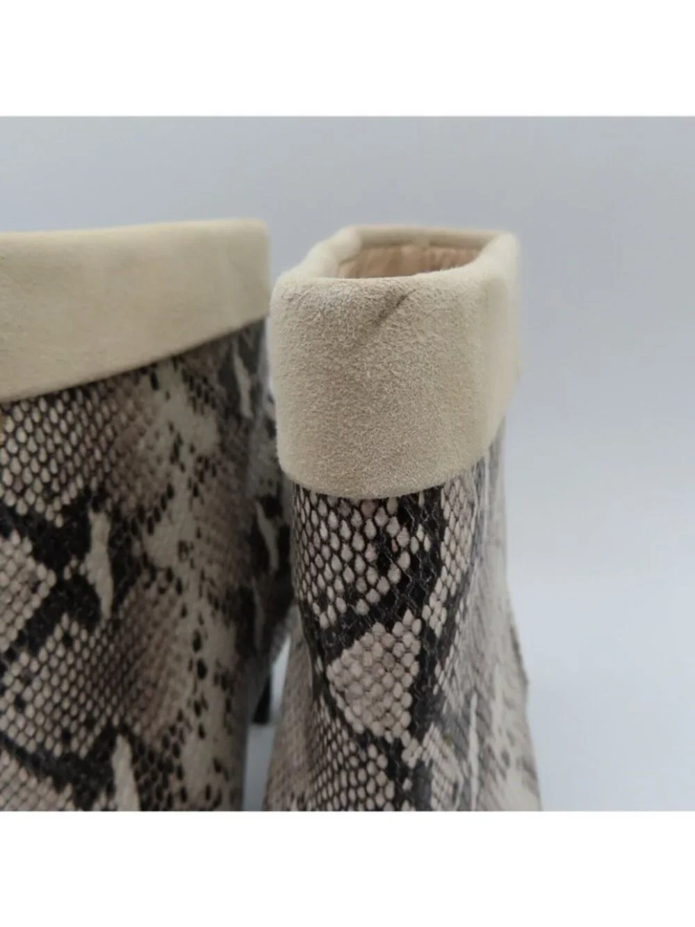 42 Gold Ojai Womens 8.5 Leather Snake Snakeskin Python Print Heeled Ankle Boots